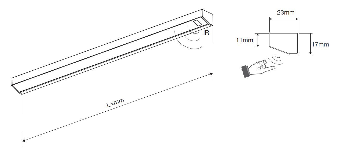 Мебельные светильники Светильник SIENA LIGHT c ИК L=547mm 4,9W 12V IP44 c креплениями 23800011200CN