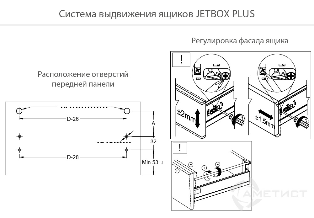 Ящик JETBOX PLUS H190 Двустенный металлический ящик 216 H190мм L500мм серый BR216C.500PG kit