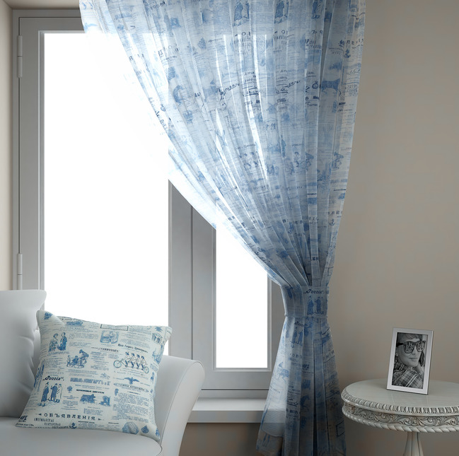Ткани для кухни Ткань RETRO organza blue