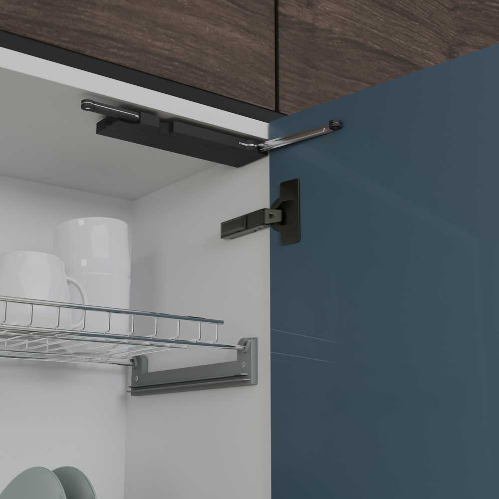 Системы отталкивания и амортизаторы Механизм открытия фасада от нажатия JET TOUCH Mini, усиленный, нагрузка до 20кг, чёрный M100H.20BL
