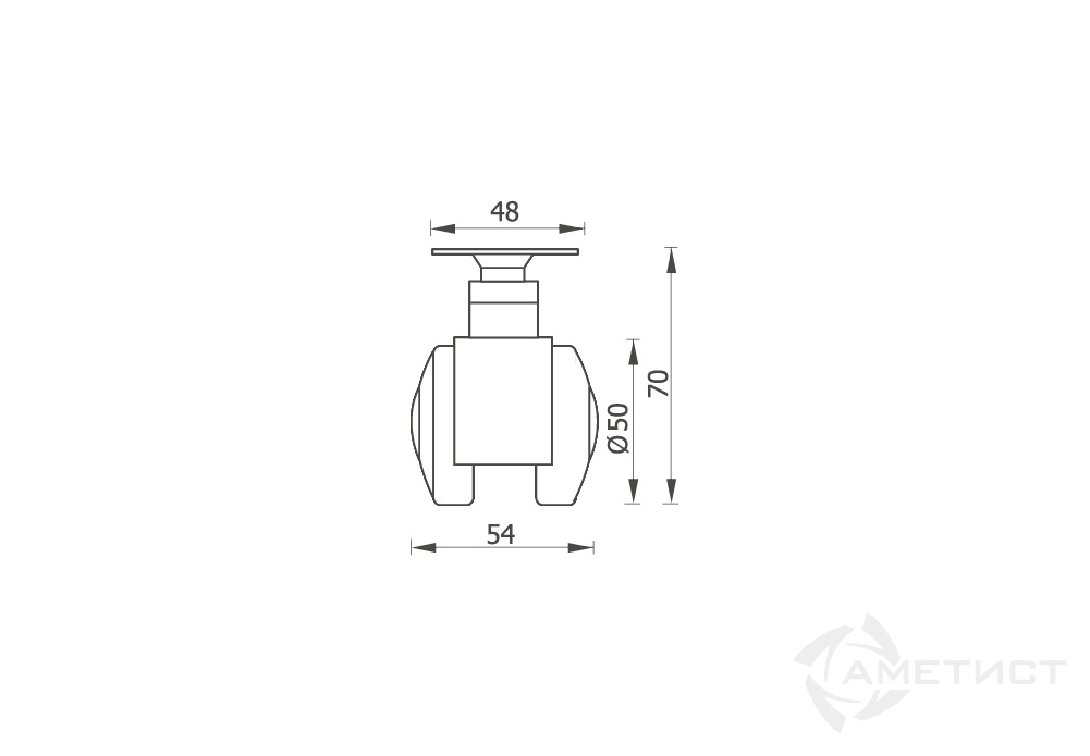 Опоры Опора колесная 320A D51мм без тормоза с площ. для крепл. FU320A.051BL