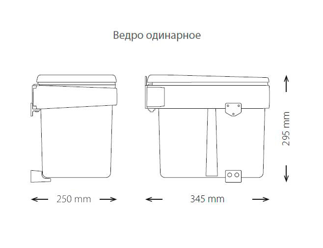 Ведра для мусора, сортировка и хранение Контейнер для мусора AFF Навесной 15л Пластик. Антрацит.AU24115GP99