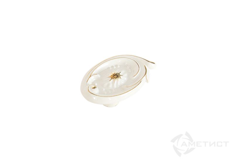Ручки мебельные Ручка-кнопка RZE 192  замак белый глянец с золотом RZE192Z.028WG