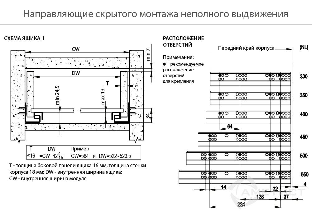 Направляющие Направляющие 530 неполного выдвижения